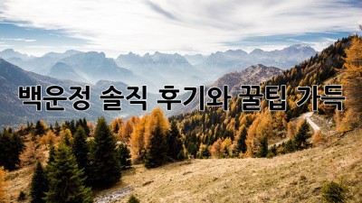 백운정: 솔직 후기와 꿀팁 가득!